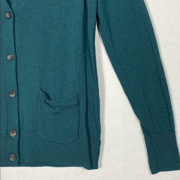 Halogen 100% Merino Wool Dark Green V-Neck Cardigan Sweater size large - Picture 5 of 12